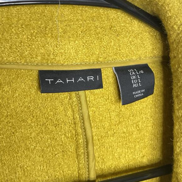 Tahari Wool Moto Jacket L Mustard Yellow Zip Up Boho Indie 2000s Retro Fall - Picture 5 of 9